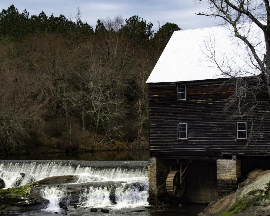 riverfront mill in the countryside