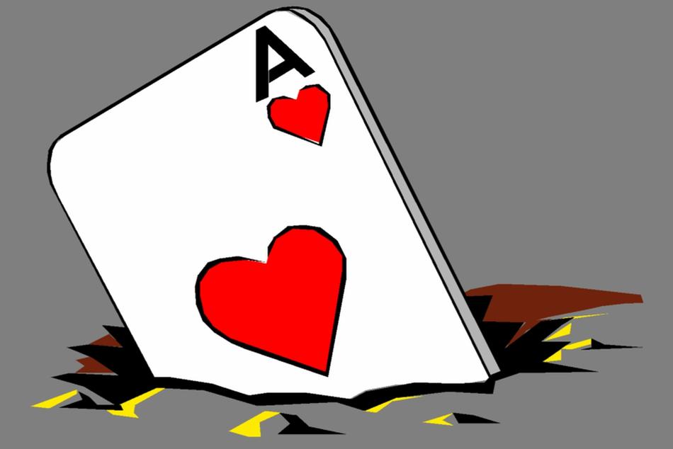 stuck playing card in a hole