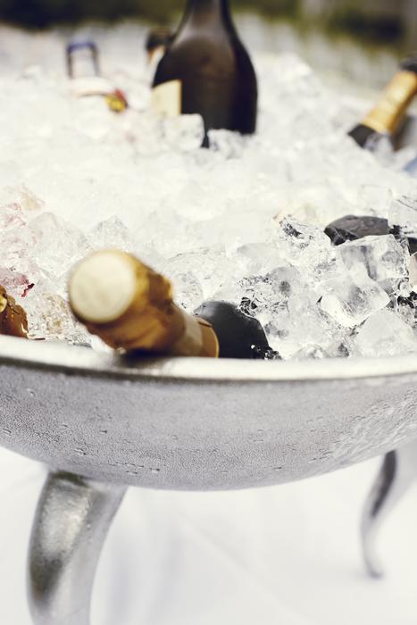 Champagne bottles on ice