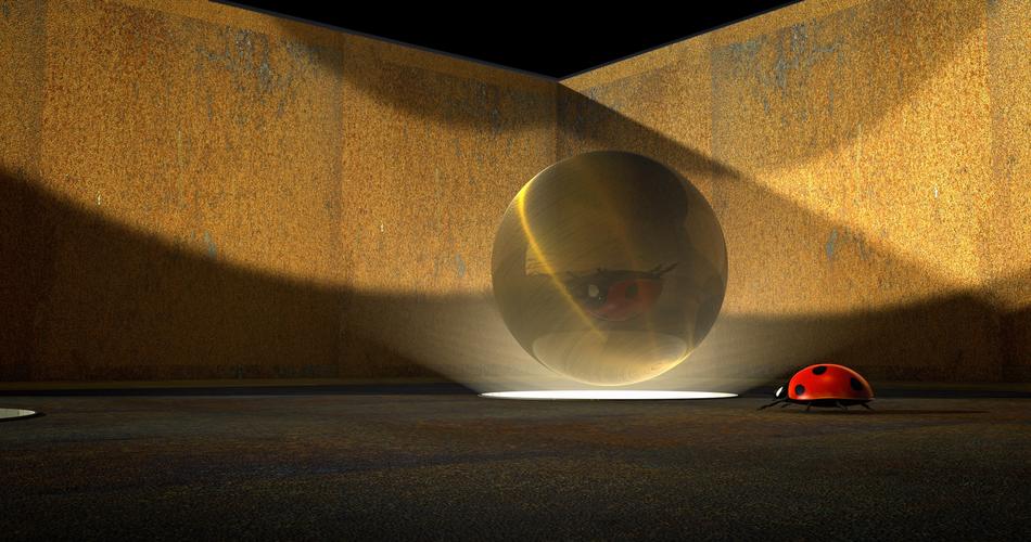 ladybug near the 3d ball