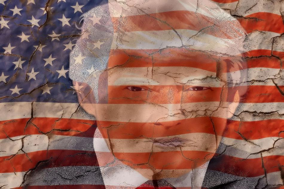 American flag with a face