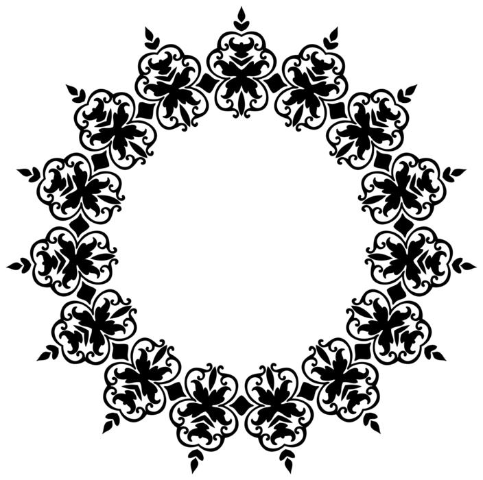 damask vintage abstract art border