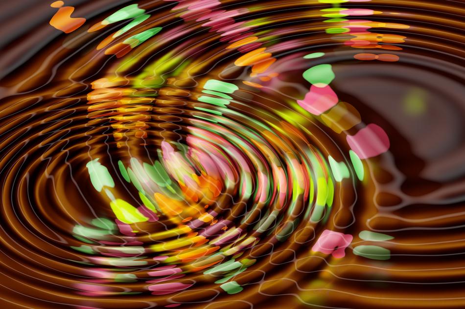 Colorful and beautiful waves with the rings and bokeh lights, clipart