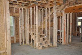 internal wooden structure of the house