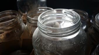 glass jar illuminated by light