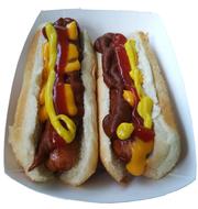 two big hot dogs