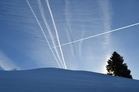 footprints in the sky in a snowy season