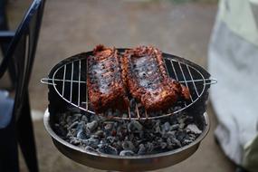 grilled ribs outside