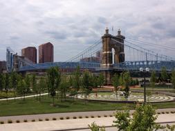 view of the bridge in the park