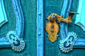 Castle Blue Door and gold handle