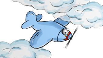 plane cartoon clouds flies sky