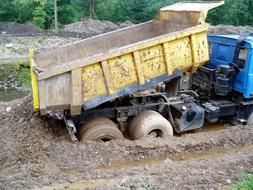 dump truck stuck in mud
