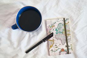 colorful notebook and coffee