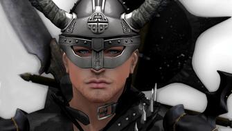 man in a viking helmet