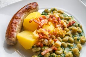 meat sausage with potatoes