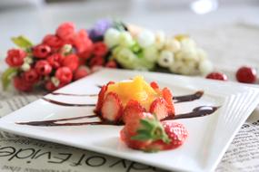 Strawberry dessert with chocolate