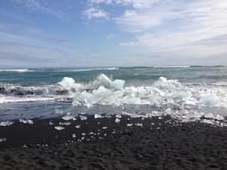 ice blocks on the beach