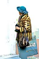 old lady fashion hat fur coat