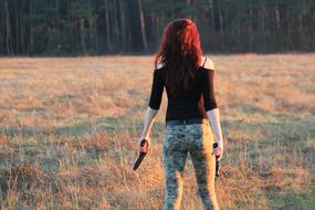 woman red hair red hair background