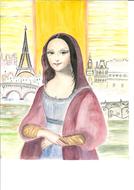 watercolor drawing mono lisa