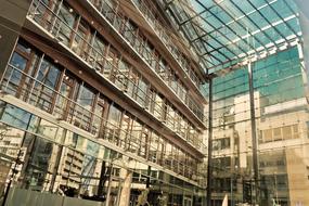 modern glass facade of a building in Dusseldorf