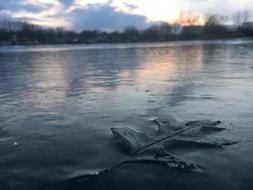 frozen ice on the lake