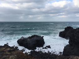 big rocks in the sea of summer