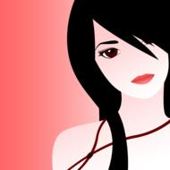 brunette girl with red lips, drawing
