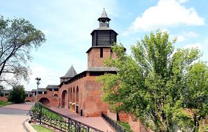 the red church among the trees