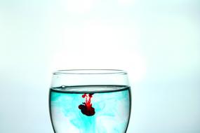 red paint in a glass of water