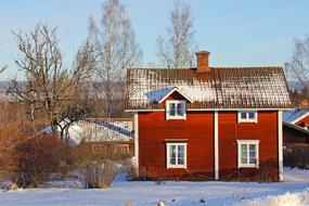 Snow Winter red home