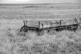 old wooden cart in the field
