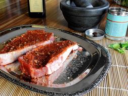 fresh tasty steak with spices