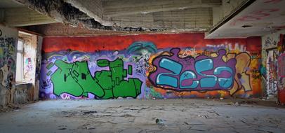 colorful graffiti in an abandoned building
