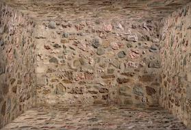 empty room with stone walls, render