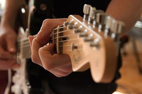 Guitar wood and hands