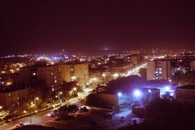 Beautiful city view with colorful lights at night