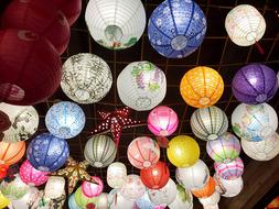 colored chinese lanterns in the street