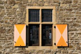 shutters at a medieval castle in Wasserburg, Germany