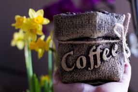 coffee bag with flowers
