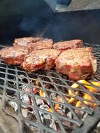 Meat steak on the fire