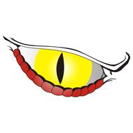 Drawing of the colorful creature's eye, at white background, clipart