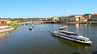 landscape of River and boat in Prague