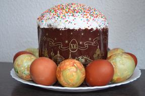 Easter eggs and cake