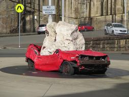 Car Crash Stone Hit
