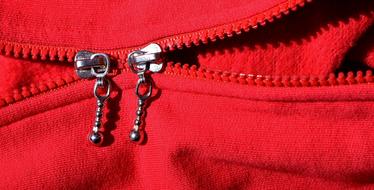 metal zipper on clothing