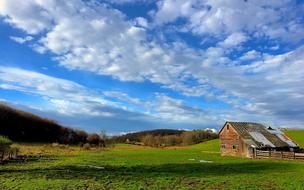 landscape of Farm and cloudy Sky