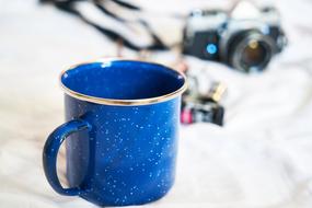 cute blue mug on a white background