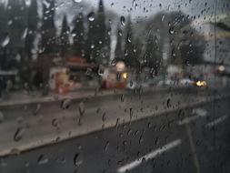 raindrops in the bus window