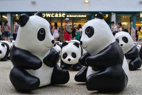 Beautiful black and white panda figures in Hongkong